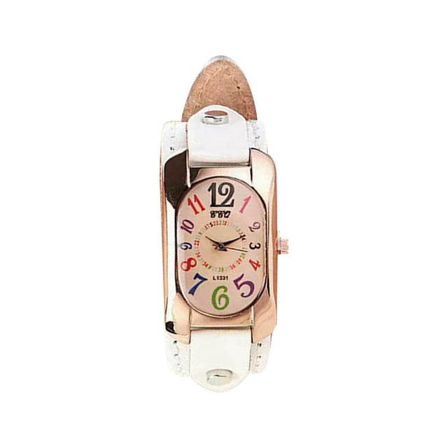 HBFAGFB Montre pour Femme Quartz Bracelet en Cuir Rectangulaire Montre Numérique Colorée Robe Mignonne E