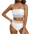 thumbnail image 2 of Odbmxy Bandeau Swimsuits for Women Two Piece Strapless Bathing Suit for Women Plus Holiday High Waist Backless Swimwear,White M, 2 of 4