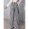 thumbnail image 2 of Vaqueros de pierna ancha for mujer, pantalones vaqueros holgados de cintura alta con botones, pantalones vaqueros informales de otoño Y2K con bolsillos, 2 of 3