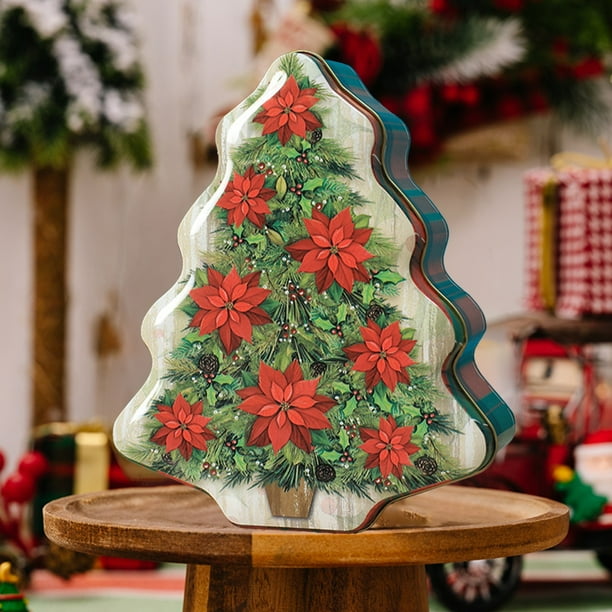 Caja para guardar bocadillos navideños | Lata de hierro con diseño de Papá Noel | Contenedor para galletas y dulces navideños | Decoración y regalo festivo para la cocina | 18 x 15 x 6 cm