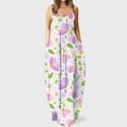 thumbnail image 1 of Lenago Robe Maxi Grande Taille pour Femmes Mode Taille Mi-Haute Col en V Sans Manches Rayée Imprimé Floral Robe Longue de Plage Été en Solde, 1 of 5