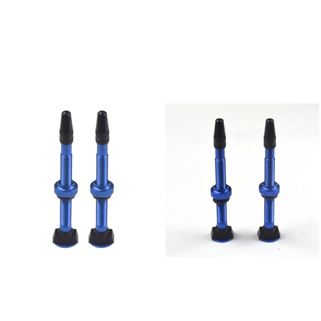 Válvula sin cámara de 4 piezas, 60 mm, vástago de válvula con tapas de válvula para neumáticos sin cámara / de carreras, azul Cola Válvula Tubeless Bike