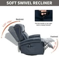 thumbnail image 5 of 360° Swivel Recliner Chair Rocker with Massage and Heating for Elderly, Genuine Leather Lounge Single Sofa with Adjustable Footrest and Backrest, Blue, 5 of 6