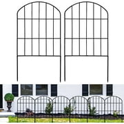 10 Pack Garden Fence, 10ft(L) x 24in(H) Fence Panel Animal Barrier Fence, Rustproof Metal Wire Garden Fence Border Fence Barrier, Decorative Dogs Rabbits Barrier Fence for Outdoor Patio