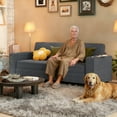 thumbnail image 2 of HOMCOM Canapé 3 Places avec Coussin à Ressorts Porte-Gobelet pour Chambre Gris Foncé, 2 of 10