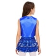 thumbnail image 2 of inhzoy Kids Rumba Dance Outfit 2 Piece Set Sleeveless Sequined Fringe Top and Skirt Navy Blue 8, 2 of 5