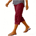 thumbnail image 5 of TQWQT Pedal Pushers for Women Drawstring Cotton Linen Capri Pants Dressy Casual Wide Leg High Waisted Work Lounge Pants Trendy Summer Palazzo Trousers with Pockets Wine L, 5 of 9