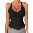 thumbnail image 1 of DondPO Womens Tank Tops,Lady V Neck Racer Back Tank Top For Women Padded Ribbed Long Tank Fitted Basic Tops,Halter Tops for Women,Womens Loose Tank Tops Clearance！ Black L Clearance！, 1 of 6