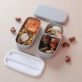 thumbnail image 4 of 5x Fiambrera de japonés, apta para lavavajillas con palillos, caja Bento portátil de doble capa para camping, oficina, hogar, , regalos 5 piezas, 4 of 8