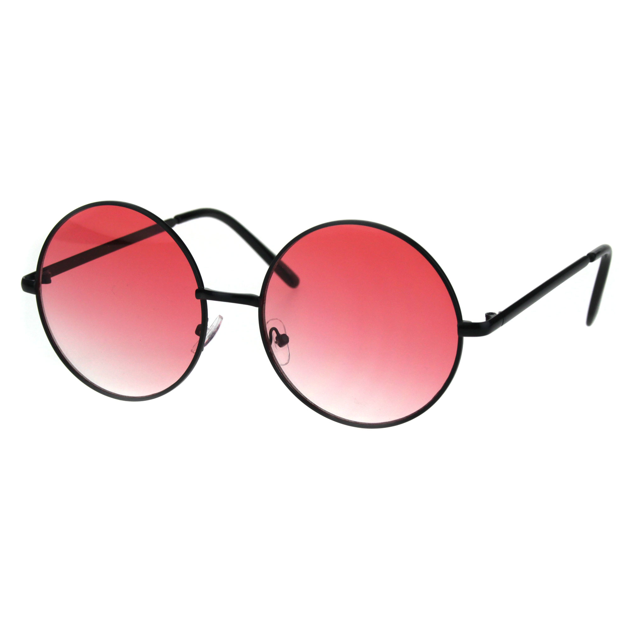 Round Circle Lens Hippie Metal Rim Gradient Sunglasses Black Red - image 2 of 4