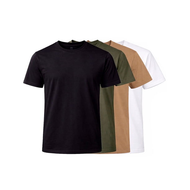 KNITE Paquete 4 Playeras Hombre Algodón Básicas Cuello Redondo Casual