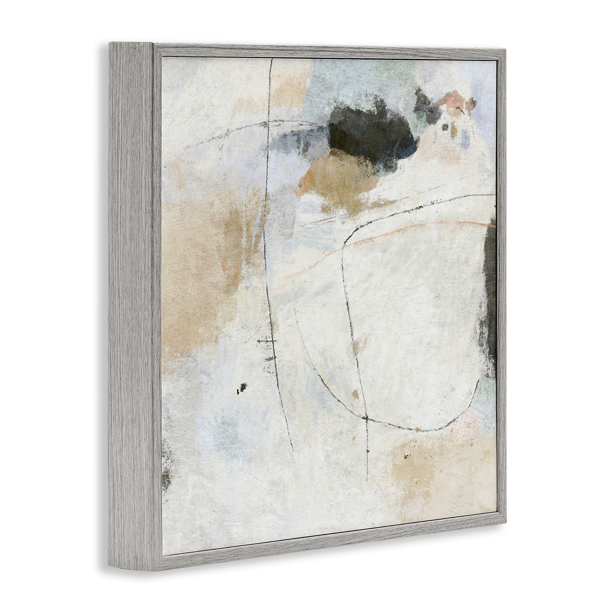 Stupell Industries Neutral Abstract Pattern Abstract Painting Gray Framed Art Print Wall Art, 12 x 12