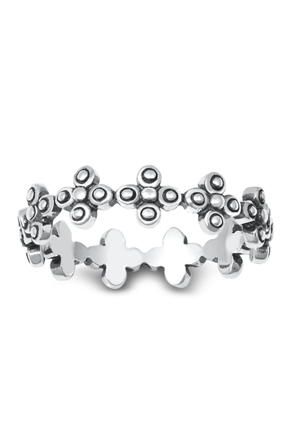 Modern Repeating Flower Circle Bubble Sterling Silver Ring 925 Jewelry Female Male Unisex Size 9
