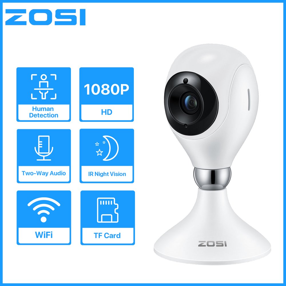 ZOSI 1080P HD Indoor Home WiFi Security Camera with Night Vision & 2
