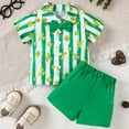 thumbnail image 2 of Baby Boy's Clothing Toddler Boy Clothes Outfits Summer Cotton Plaid Printed Short-sleeved Running Suit 0 6 12 18 24 Months 2T 3T T-shirt with Elastic Waist Shorts Outfit Kids Pants Set 2-Piece, 2 of 9