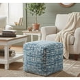 thumbnail image 2 of LR Home Milano Performance Blend Indoor Pouf in Blue/Ivory, 18" x 18" x 18", 2 of 10