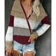 thumbnail image 2 of Suéter de punto con cuello en V para mujer, con hombros caídos, manga larga, informal, para otoño e invierno, color rojo vino M, 2 of 5