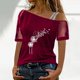 thumbnail image 3 of Gibobby Camisetas Mujer Baratas Manga Corta Mujeres Impreso Hombro Tops Sexy Glitter Camisa manga corta Blusa Tops(Vino,XL), 3 of 4