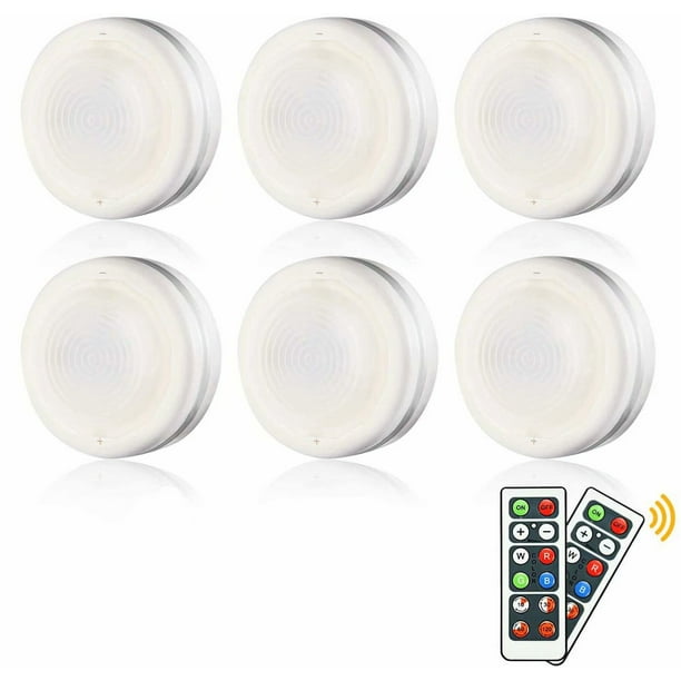 Juego de iluminación RGB de 6 piezas para debajo de los gabinetes de cocina, luces LED de cocina con control táctil inalámbrico, luz de color regulable para gabinete, luz nocturna para estante de bebi