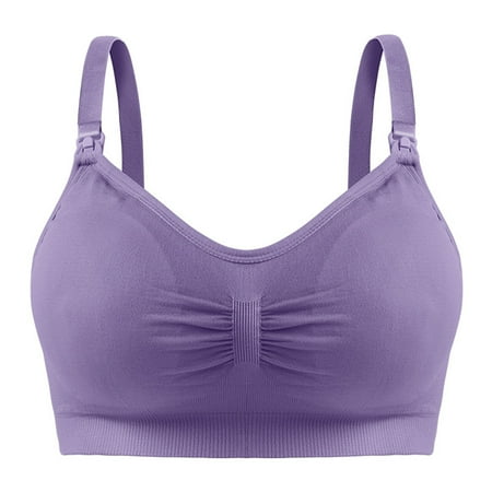 

fanshao Breasted Closure Elastic Shoulder Straps Wire Free Anti-Sagging Nursing Bra Women Padded Open Front Maternity Breastfeeding Bra