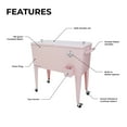thumbnail image 3 of Permasteel 80-Qt Classic Outdoor Steel Patio Cooler on Wheels, Beverage Rolling Cart, Pink, 3 of 8