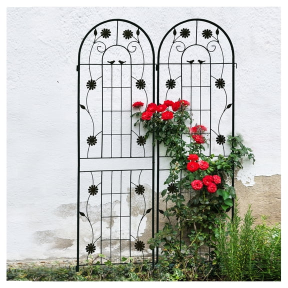 2 Pack Metal Garden Trellis 71" x 19.7" Rustproof Trellis for Climbing Plants Outdoor Flower Support Black