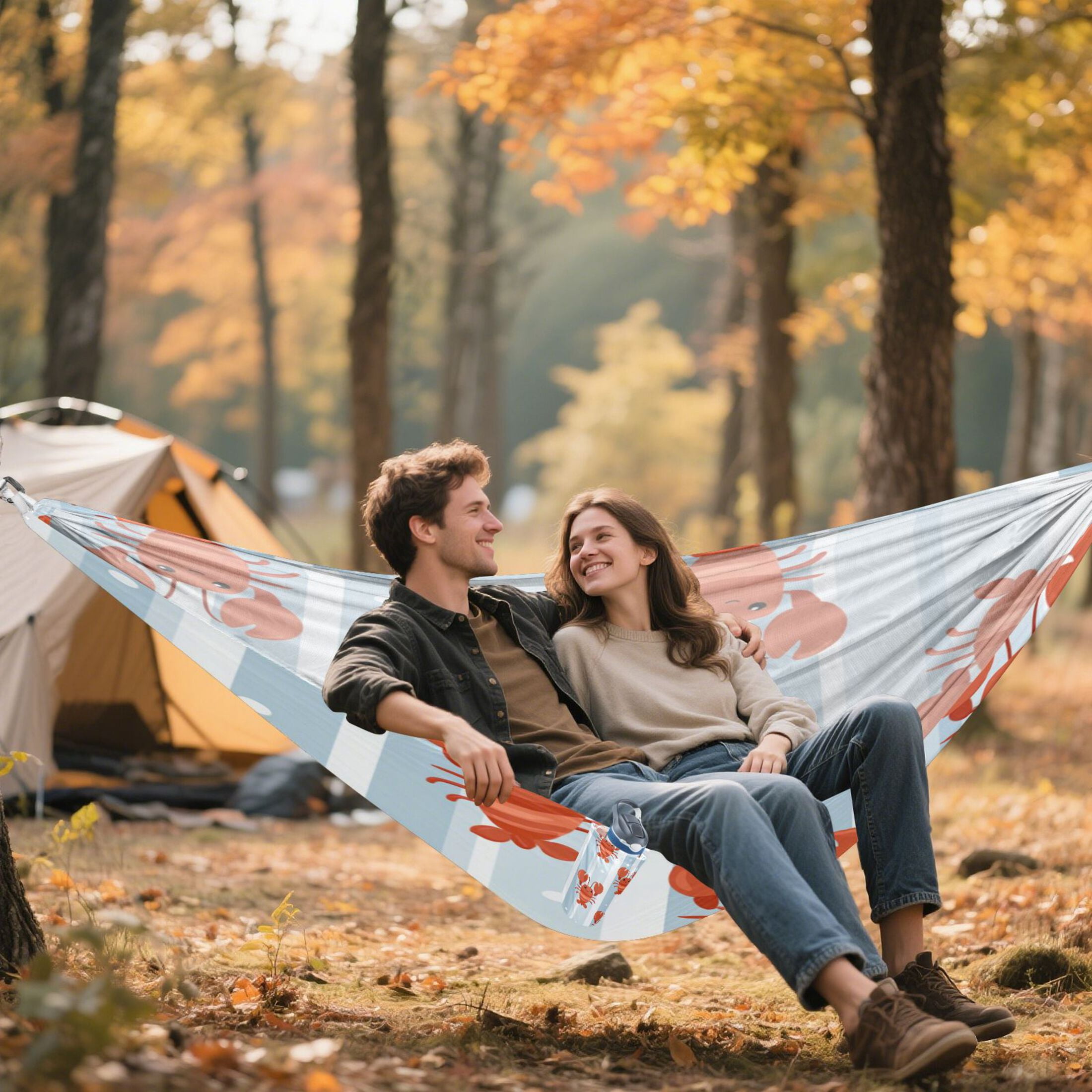 Hammock Camping Hammock Nylon Portable Hammock Travel Camping Hammock Cartoon Lobster White Stripes