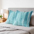 thumbnail image 6 of 16x16 Pillow Covers Set of 2, Teal Blue Ombre Square Throw Pillow Covers for Couch/Sofa/Living Room, Modern Abstract Art Oil Painting Decorative Soft Pillowcases for Couch Throw Pillows, 6 of 9