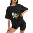 thumbnail image 2 of Women T Shirt Graphic Tee Summer Tops Half Sleeve Loose Drop Shoulder Vintage Shirts Streetwear Sweat Casual Tees XS, 2 of 5