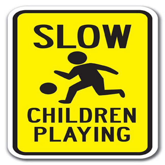SLOW CHILDREN PLAYING warning caution safety indoor/outdoor aluminum sign 