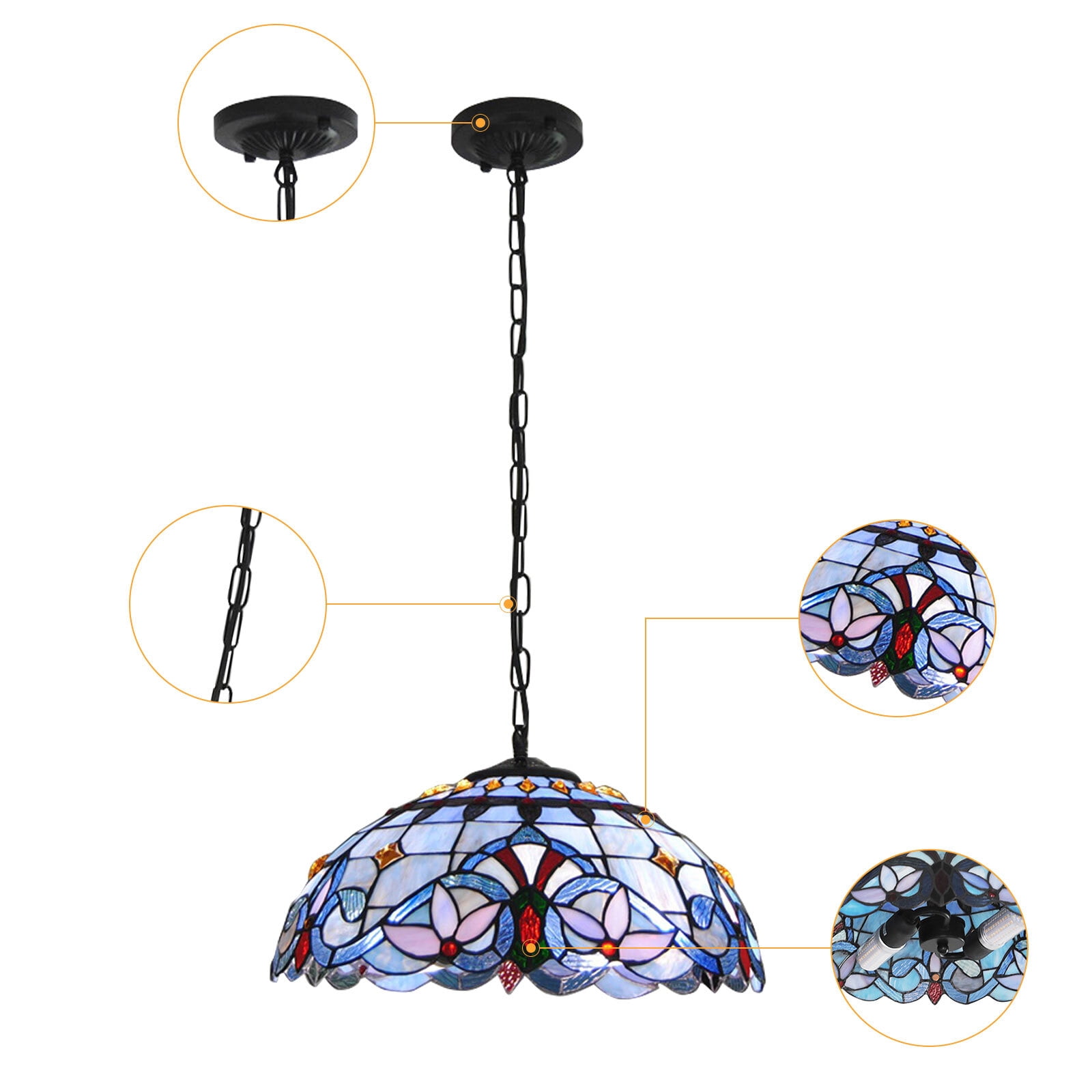 Tiffany Style Pendant Ceiling Light Hanging Lamp Fixture Stained Glass Art Decor