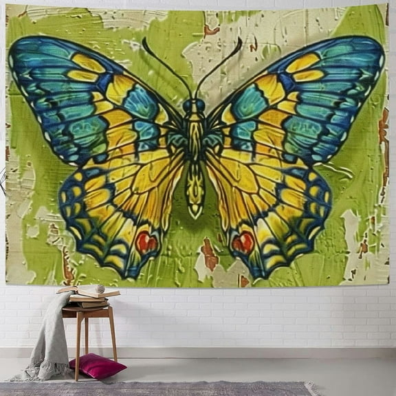 Patifu Butterfly Tapestry Wall Hanging Unique Style Graphic Tapestries Home Wall Decor for Living Room Bedroom Dorm - Short Plush Material 40x30inch