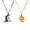 Dark Gray 1Pack, variant on Couple Sun And Moon Patchwork Cartoon Necklace Sun And Moon Metal Drip Oil Couple Necklace Pendant, 50 cm, Dark Gray 6Packs