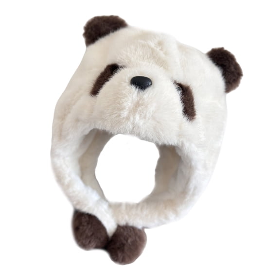 COMEET winter hat, Lovely Plush Panda Hat with Warm Earflap Female Kids Winter Activity Ski Hat Pullover Hat Ear Protective Trapper Hat