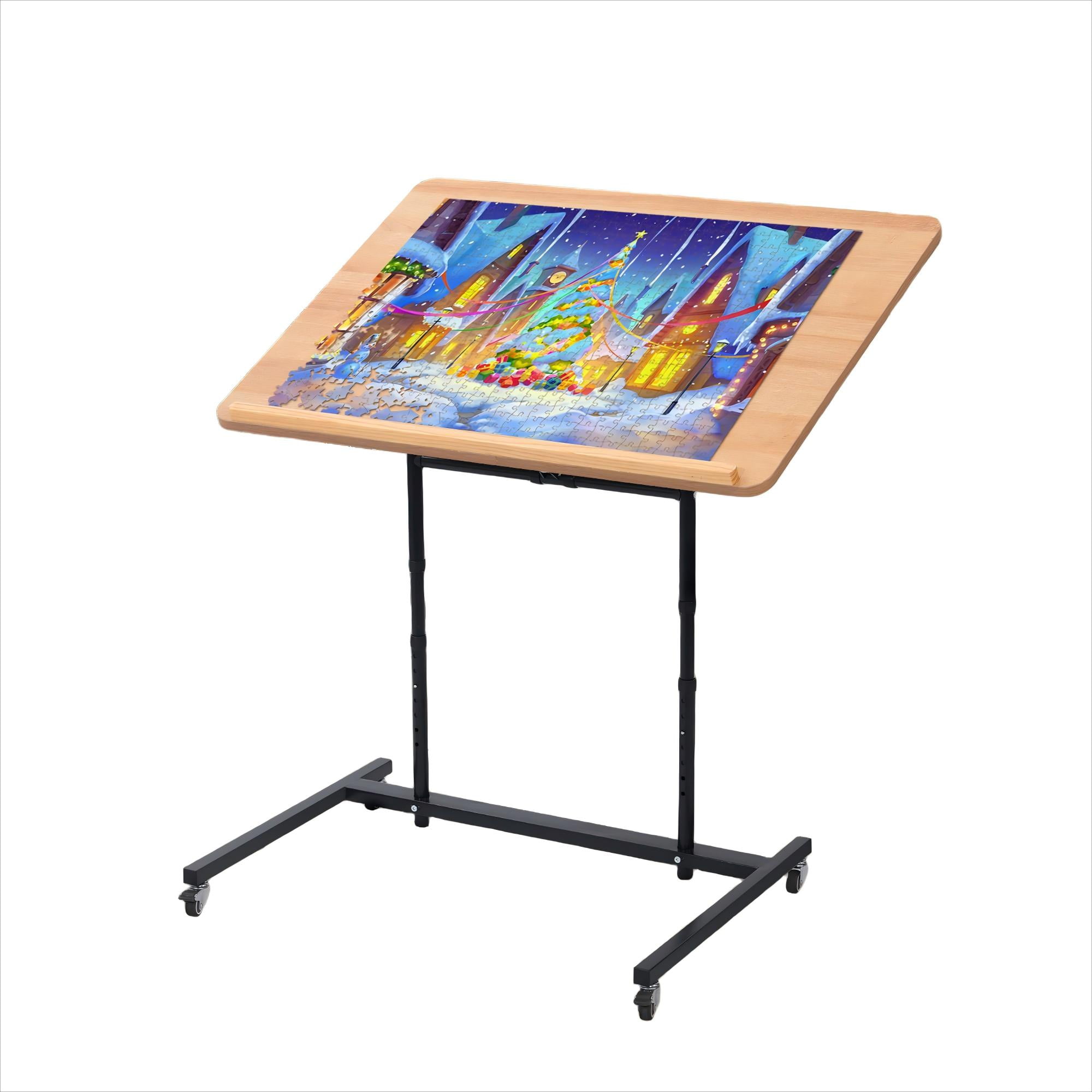 Melocadol Professional Jigsaw Puzzle Table, Rolling, Adjustable Height & Tilt, Extra Large Surface for 1500 Pieces, Black