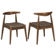 thumbnail image 2 of Set of 2, Rubberwood Dining Chairs with Faux Leather, Ergonomic Backrest & Faux Leather Upholstery, Walnut+Brown, 2 of 11