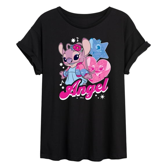 Lilo & Stitch - Angel Popstar - Juniors Oversized Graphic T-Shirt