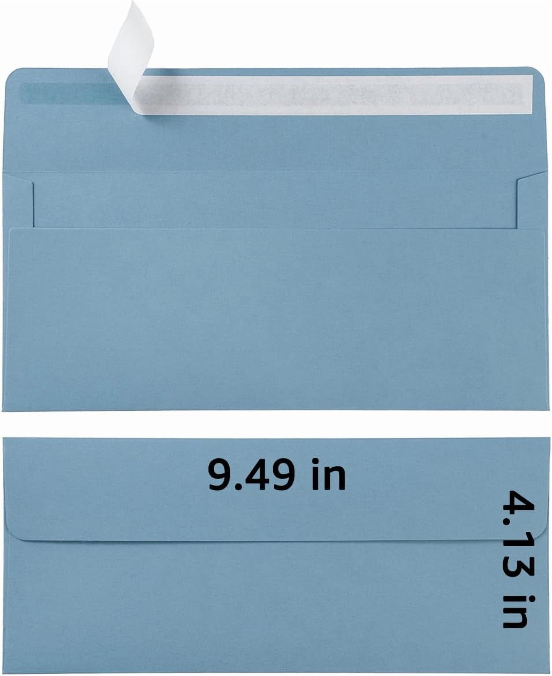 50 Pack #10 Business Envelopes Self Seal 4x9 Standard Envelopes for Business, Invoices, Letter Mailing, 4 1/8 x 9 1/2 Inches (Dusty-Blue, 4.13 x 9.49)