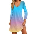 thumbnail image 2 of Topvent Women's Casual And Fashionable V-neck Printed Pocket 3/4 Sleeve Loose Fitting Dress, 2 of 6