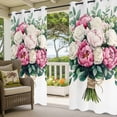 thumbnail image 5 of Spring Flower Outdoor Curtains for Patio Waterproof, Watercolor Retro White Pink Floral Green Leaf Plant Grommet Curtains for Porch Outside Privacy Drape for Gazebo Garden Pergola, 2 Panels, 54x95in, 5 of 9