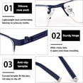 thumbnail image 5 of KOOSUFA Mens Photochromic Reading Glasses 3.0 Sun Readers Eyeglasses Semi Rimless Metal Lightweight UV Protection Sunglasses Eyewear Darken In Sunlight Blue, 5 of 7