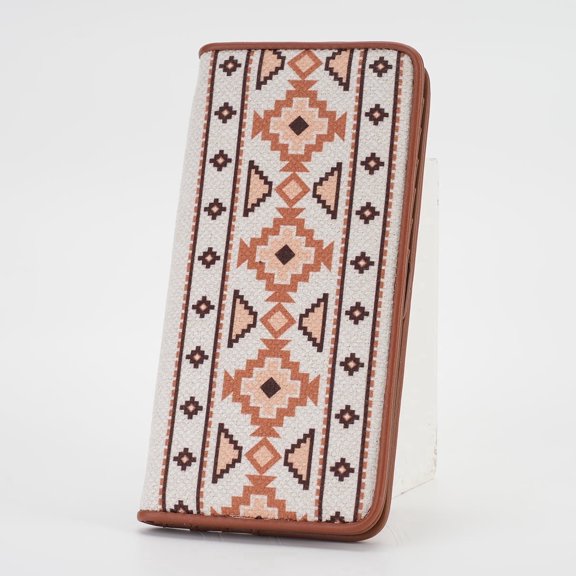 [Mother’s Day Gift Present] APHISON Aztec Ultra Slim Canvas Wallet for Women, RFID Blocking CardHolder, Bifold Long Wallet - 007
