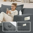 thumbnail image 4 of GAZHOME Oversized Chaise Lounge Chair Indoor, Corduroy Upholstered Sofa Bed, Cloud Floor Sofa Bed, Comfy Sleeper Couch Reading Chairs for Bedroom Living Room, No Assembly, Grey, 4 of 8