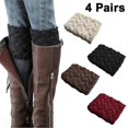 thumbnail image 1 of 4 Pairs Womens Boot Socks Winter Warm Crochet Knitted Boot Cuffs Topper Socks Short Leg Warmers Gifts, 1 of 5