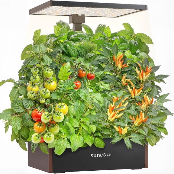 SUNCOZE 20 Pod Hydroponic Growing System, Indoor Herb Garden with 10L Water Tank, 24W LED Grow Light, Adjustable Height, Automatic Water Circulation, Black
