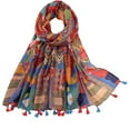thumbnail image 1 of HSHDLDF Foulard Boho pour Femmes Légère à Imprimé Floral Foulard Automne Hiver Mode Châle à Franges, 1 of 5