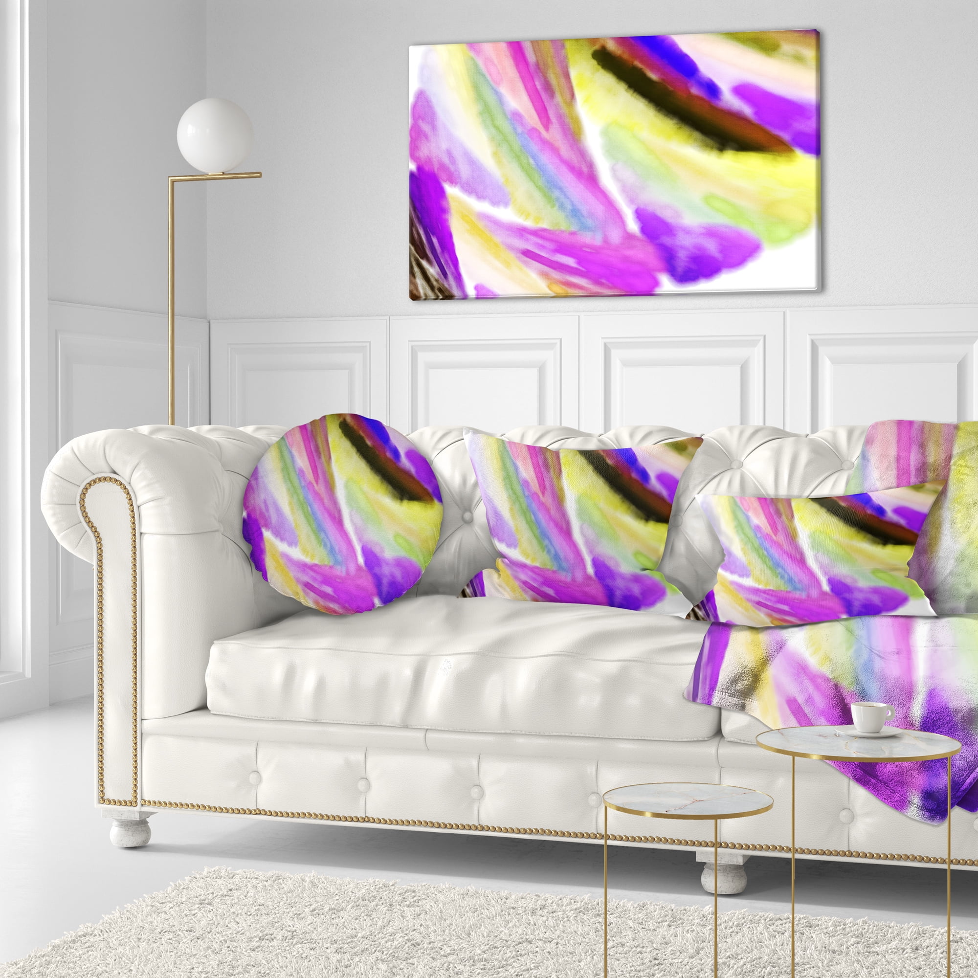 Designart Purple Vibrant Brushstrokes - Abstract Throw Pillow - 12x20
