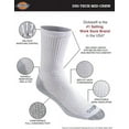 thumbnail image 2 of Dickies Men's 6 pairs Dri-Tech Mid-Crew Socks, Sizes 6-12, White with Grey Sole, 2 of 3