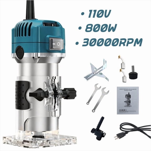 WOODUSEGY Router Tool, Wood Router Trimmer Power Electric Hand Trim Palm Woodworking cortadora de madera router para madera Laminate Milling Engraving Joiner Tool for Slotting Carving 800W 30000R/MIN
