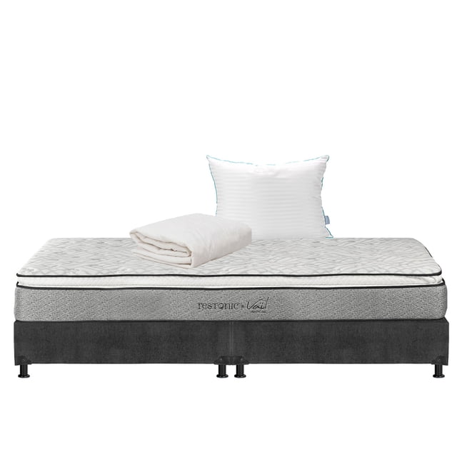 Colchon King Size Vail +Box Base Cama +Almohada Royal+Protector Ultra